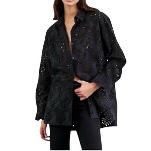 NILI LOTAN Mael Embroidered Poplin Shirt